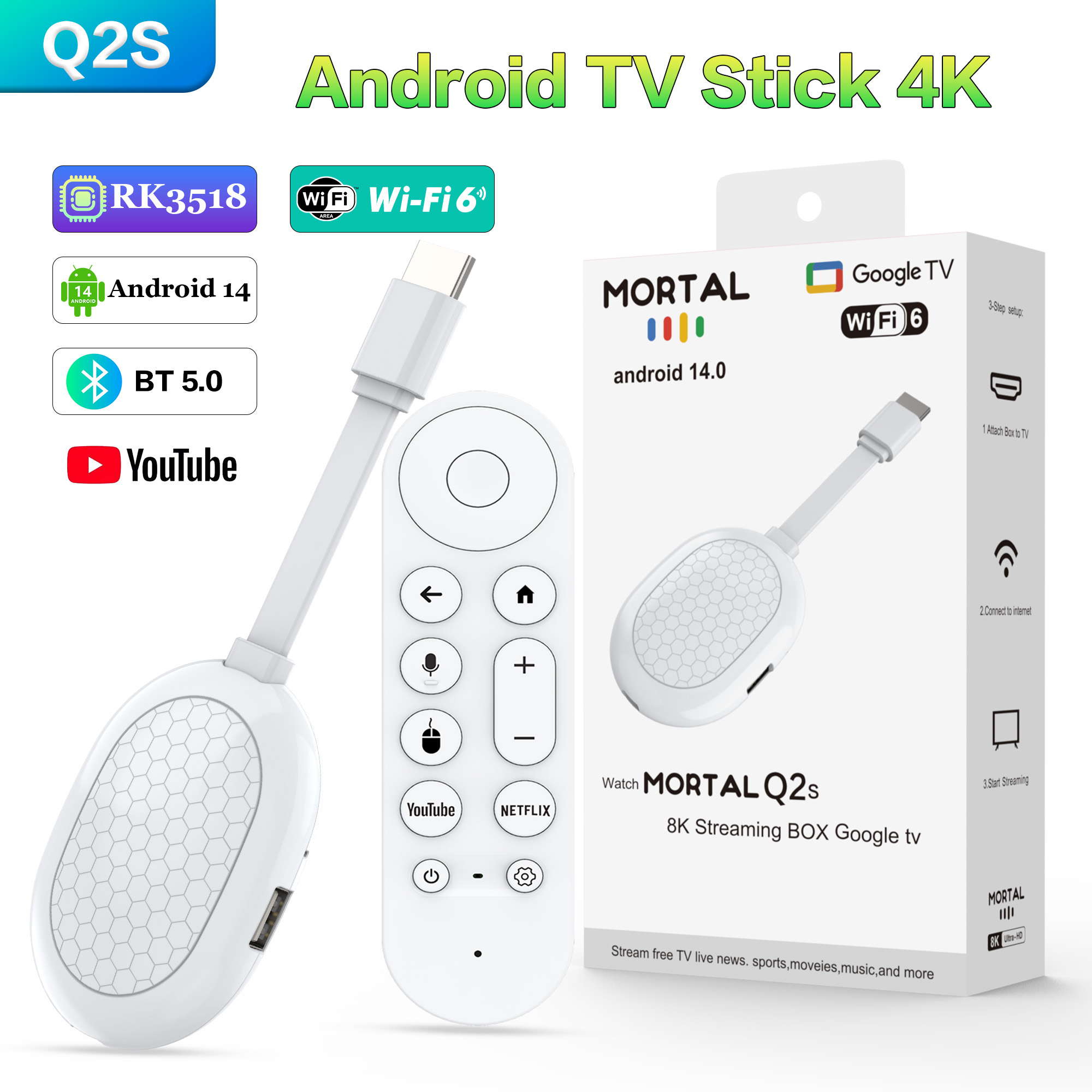 Smart Tv Stick - جهاز تلفاز ذكي جديد Q2S يعمل