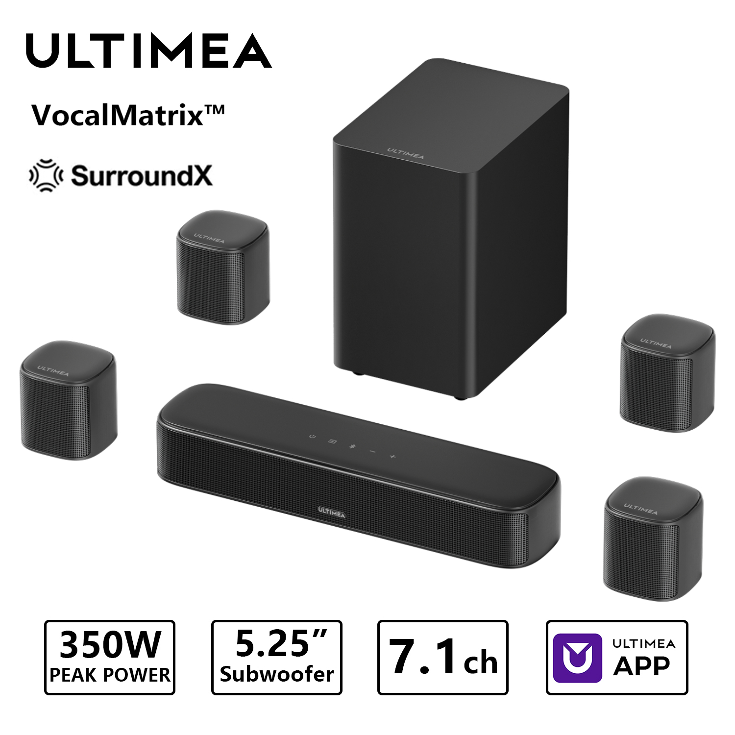Home Cinema With Wireless Rear Speakers - ساوند بار ULTIMEA بقوة 350 واط