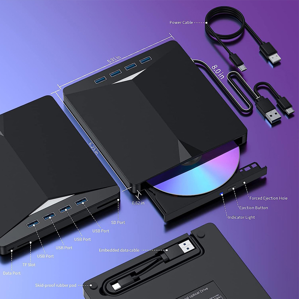 7 in1 USB 3.0 نوع C خارجي CD D - مراجعة Blu Ray Disc Player وسعره