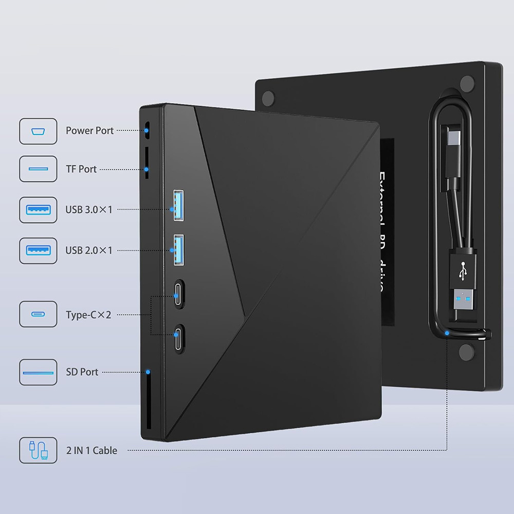 محرك أقراص CD/DVD خارجي لأجهزة - مراجعة Blu Ray Disc Player وسعره